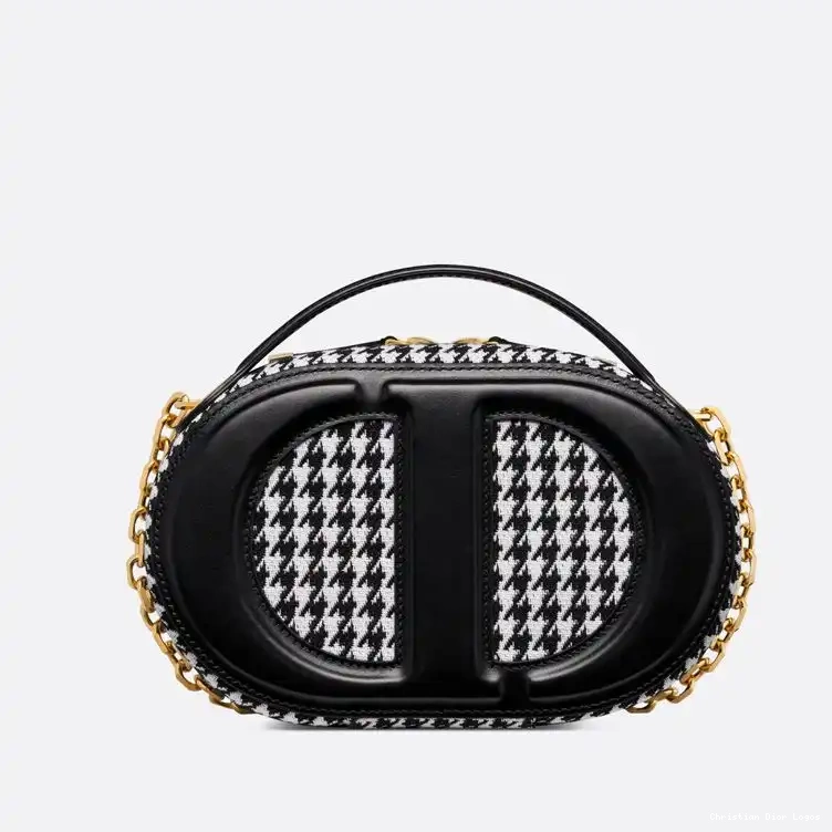 Cheap Houndstooth Bag Oval Dior Cotton Black Camera Motif CD Signature 0630 Luxury